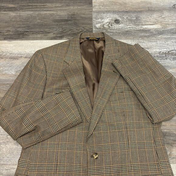 Vintage 90s Brooks Brothers Glen Plaid Mens M Single Breasted Wool‎ USA Blazer - Picture 1 of 12